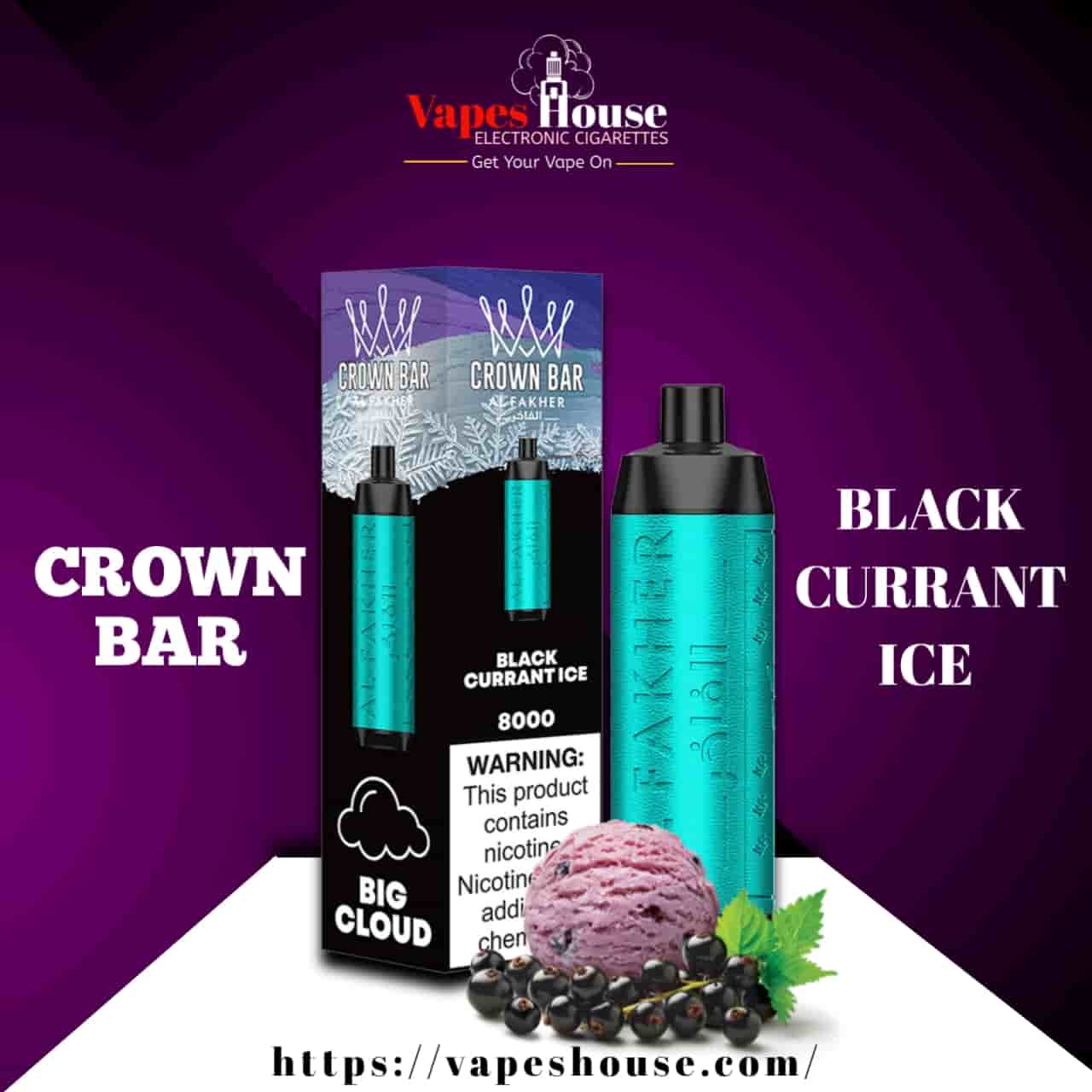 CROWN BAR (8000) BLACK CURRANT ICE  DISPOSABLE VAPE