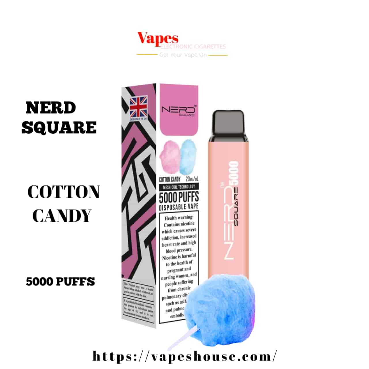 Nerd Square 5000 - Cotton Candy Disposable
