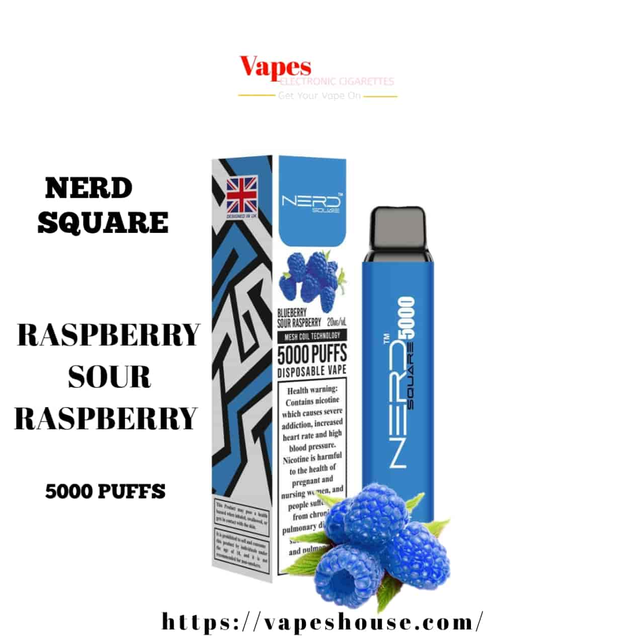 Nerd Square 5000 - Raspberry Sour Raspberry Disposable