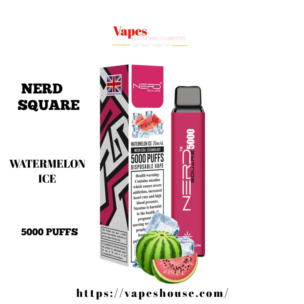 Nerd Square 5000 - Watermelon Ice Disposable