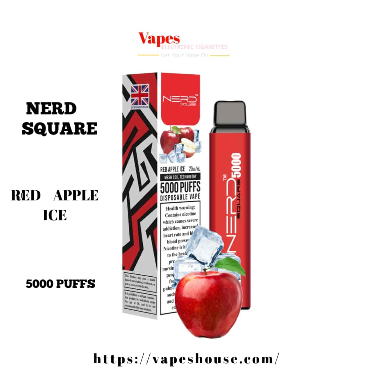 Nerd Square 5000 - Red Apple Ice Disposable