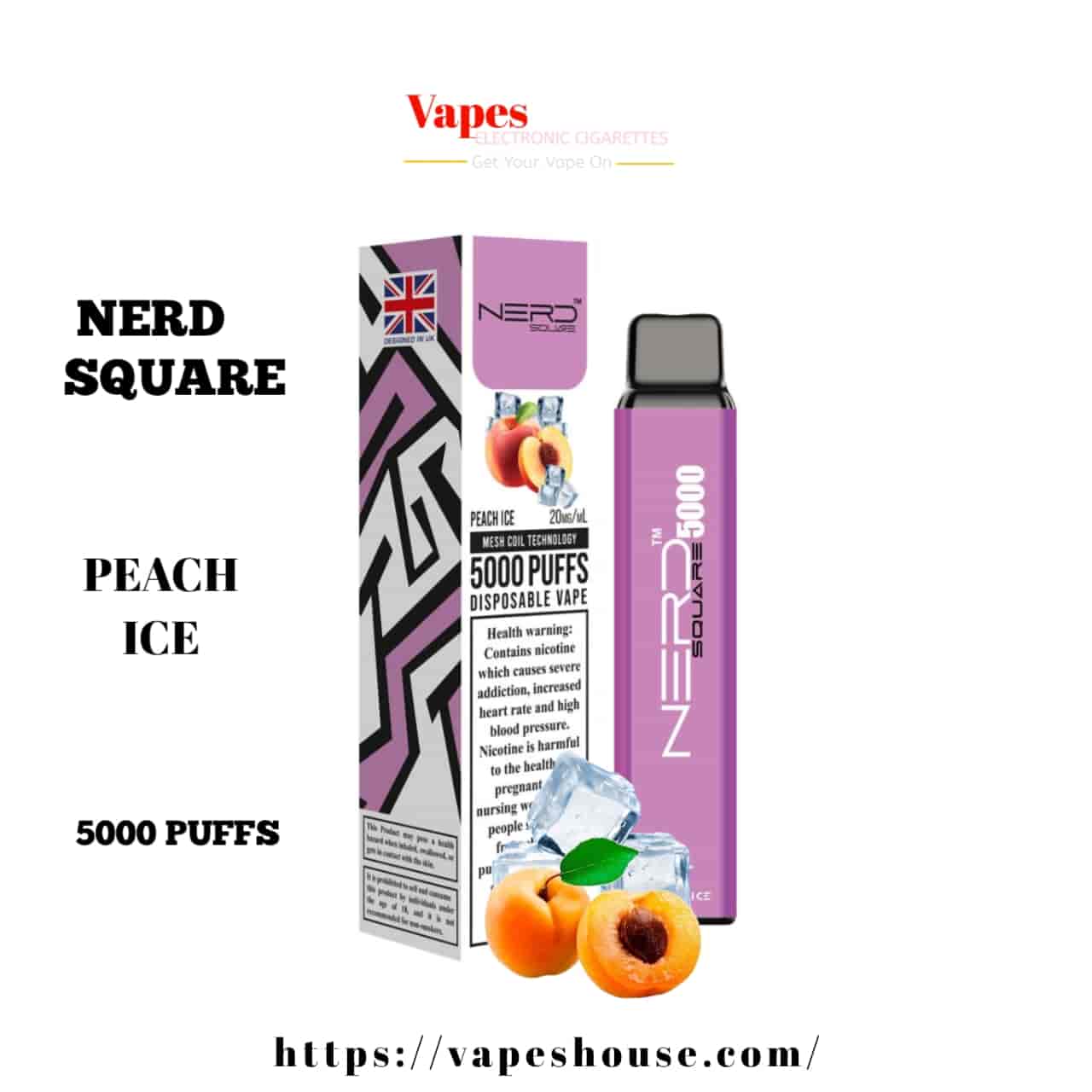 Nerd Square 5000 - Peach Ice Disposable