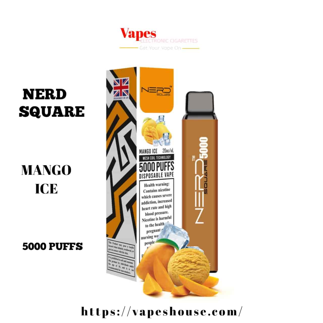 Nerd Square 5000 - Mango Ice Disposable