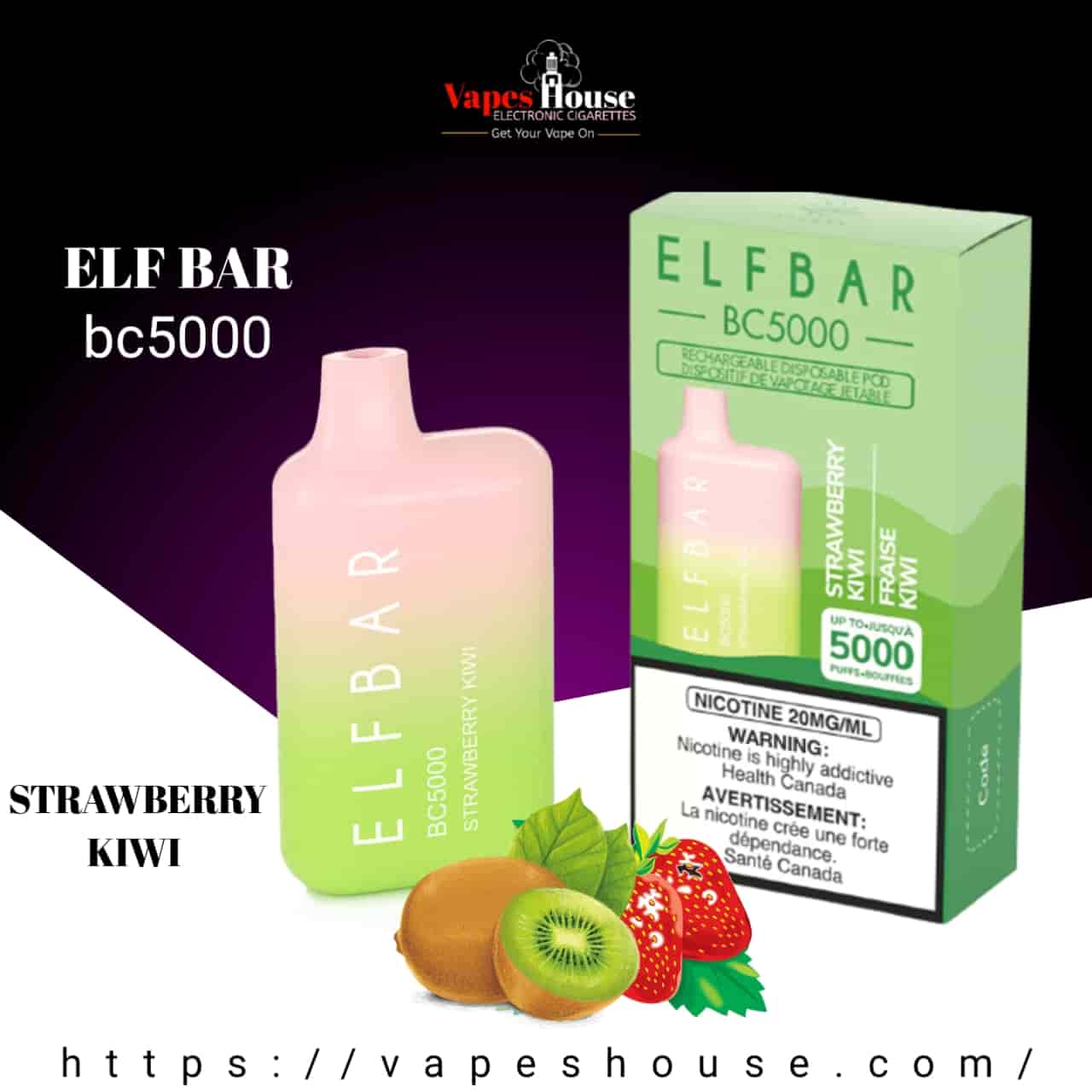 Elf Bar (bc5000) Strawberry Kiwi Disposable Vape