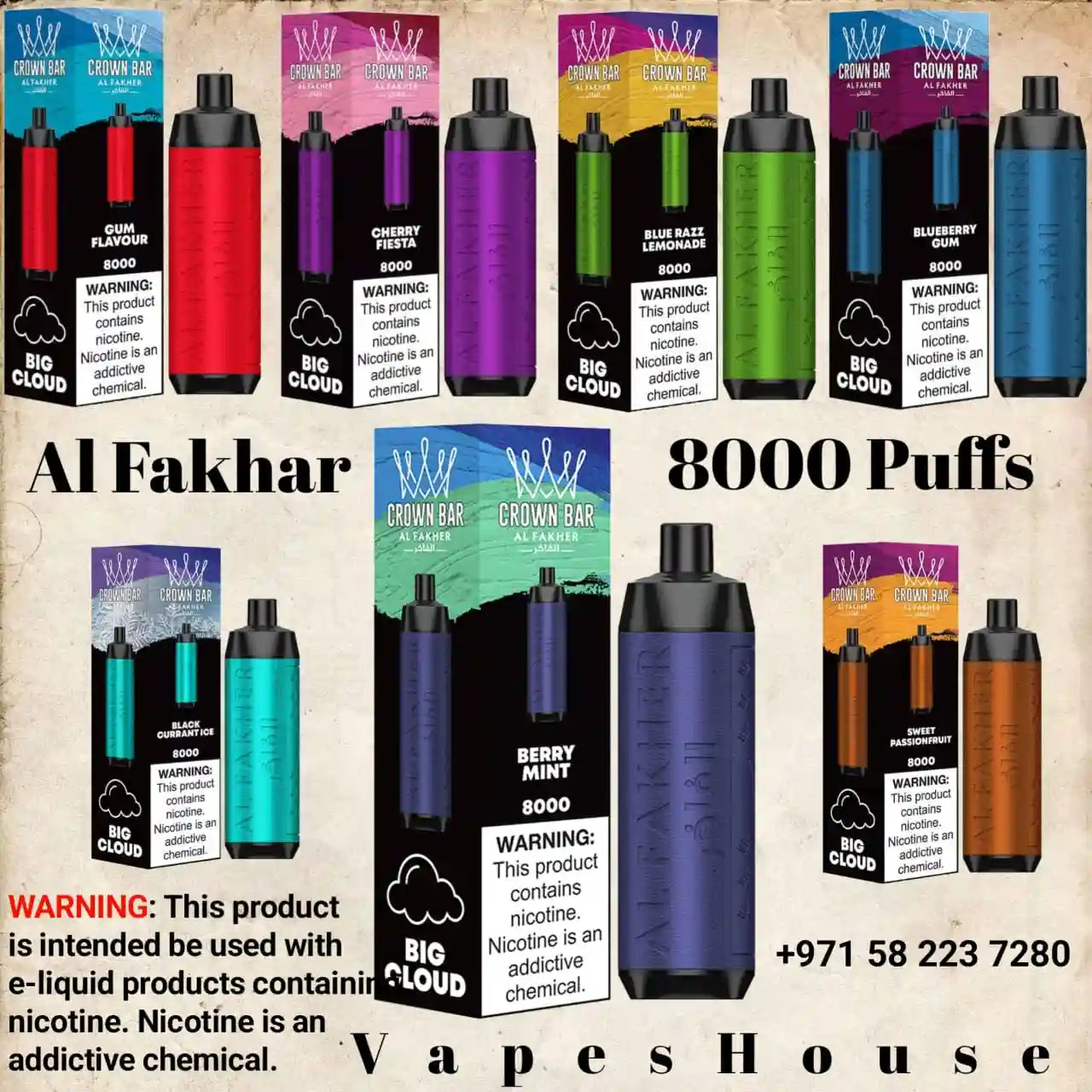 Al Fakher 8000 Puffs Crown Bar