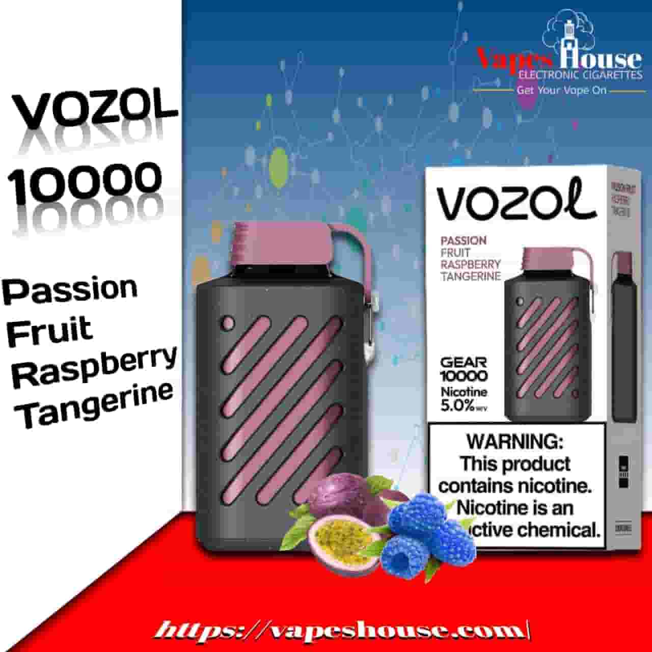 Vozol Gear 10000 Puffpassion fruit raspberry tangerines Disposable Vape