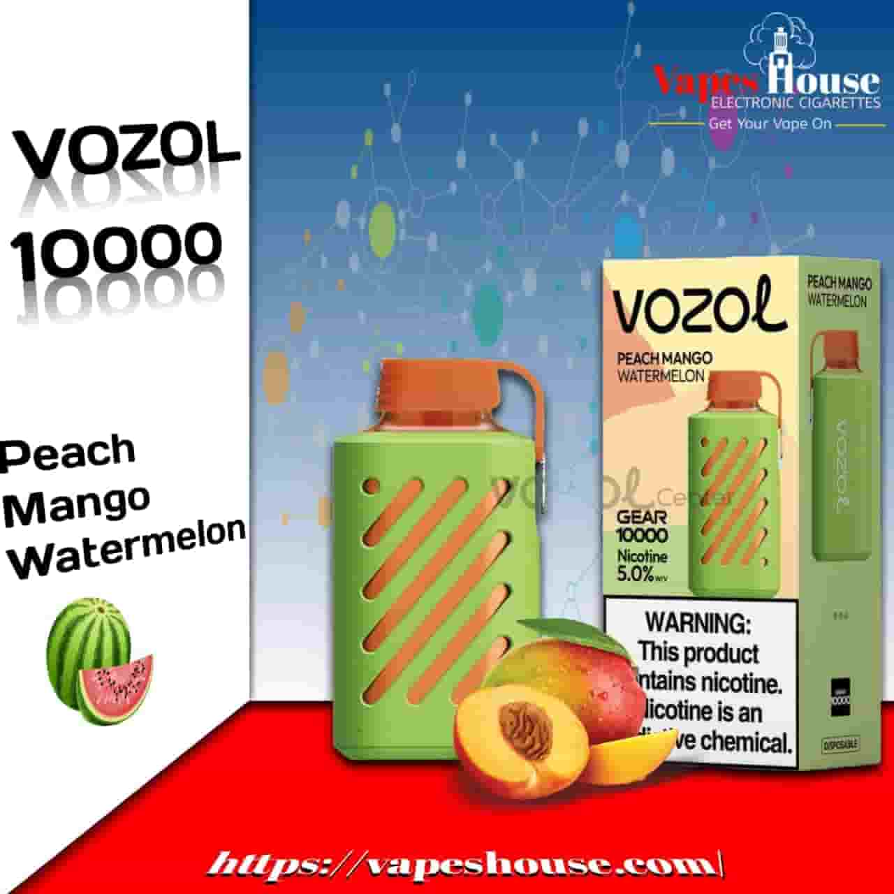 Vozol Gear 10000 Puffs peach mango watermelon Disposable Vape